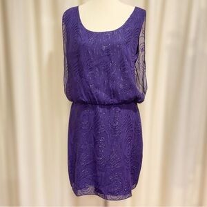 Laundry By Shelli Segal Shimmering Purple Sleeveless Mini Dress Sz 12 NWT Lined